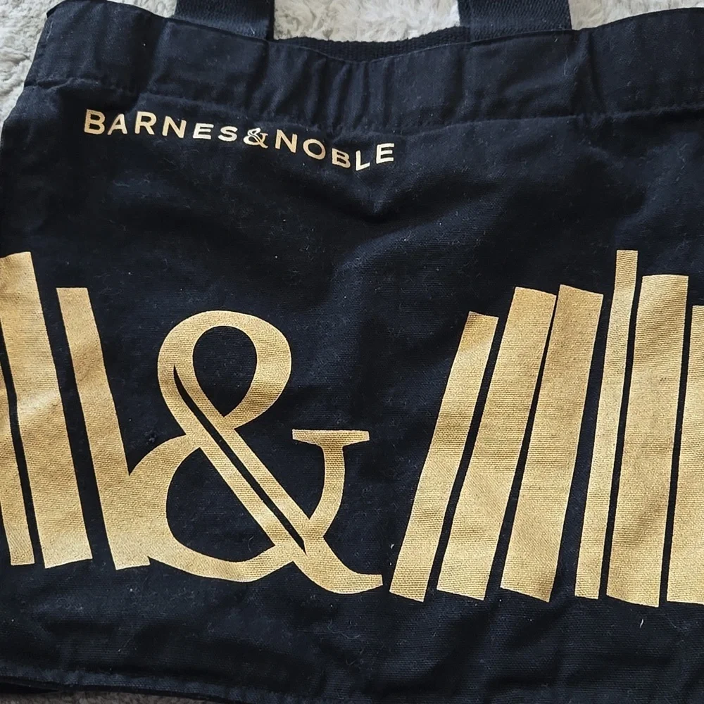 Barnes & Noble Black canvas Tote bag with Gold Accents